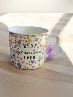 NEW Sunday Morning Ceramics Floral BEST GRANDMA EVER Large Mug Mother's Day